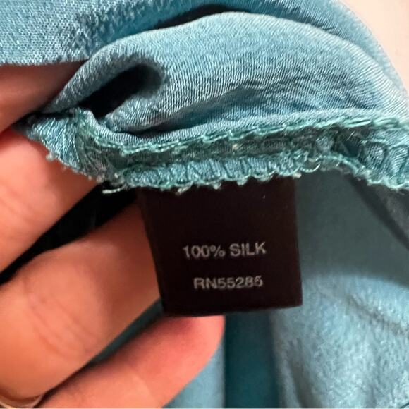 Vintage Silk Y2K Express Teal Mini Shift Dress with Square Neck EUC Size XS - Picture 8 of 8